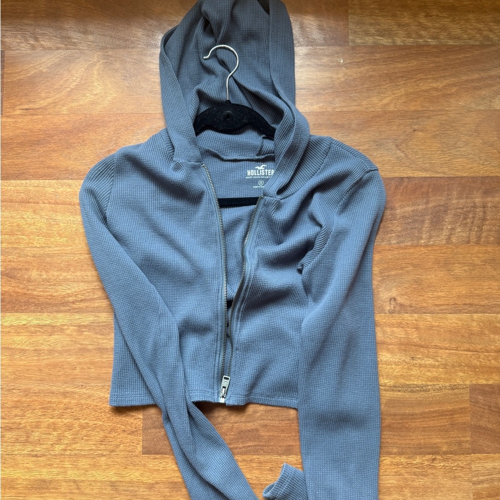 Hollister Women's Charcoal Zip-Up Hoodie